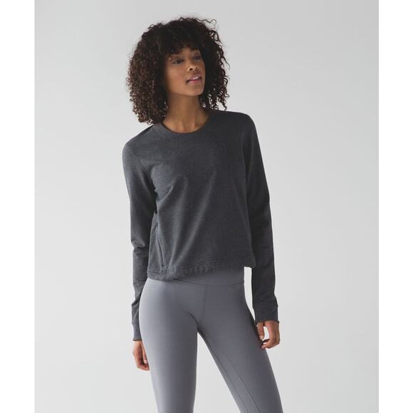 Lululemon Getaway Crew Activewear Long Sleeve Pullover Heathered Black 6 - Picture 1 of 9